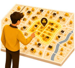 Choosing a neighborhood cluster on a map