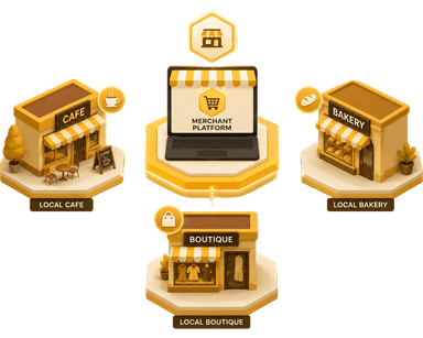 Merchant platform connecting local shops online